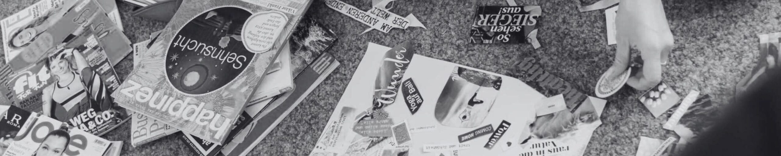 Visionboard Workshop Header in schwarz-weiß